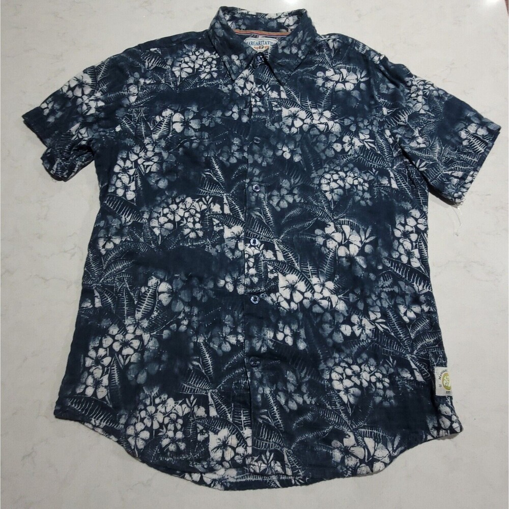 Margaritaville Jimmy Buffett Tropical Hawaiian Aloha M Floral Palm Blue NWOT